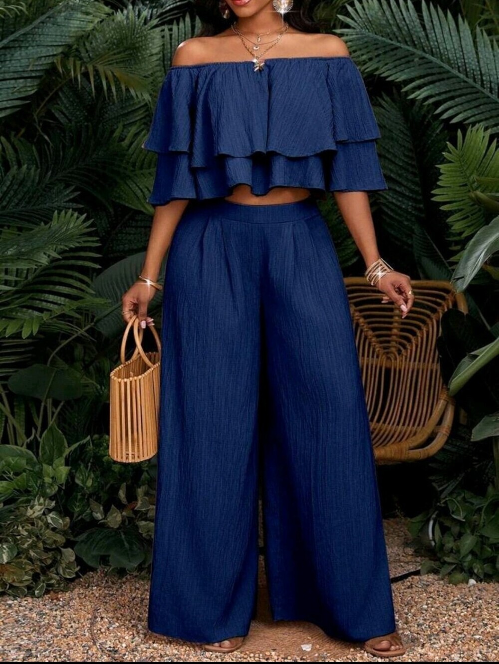 Navy Blue Wide-Leg Women's Jumpsuit